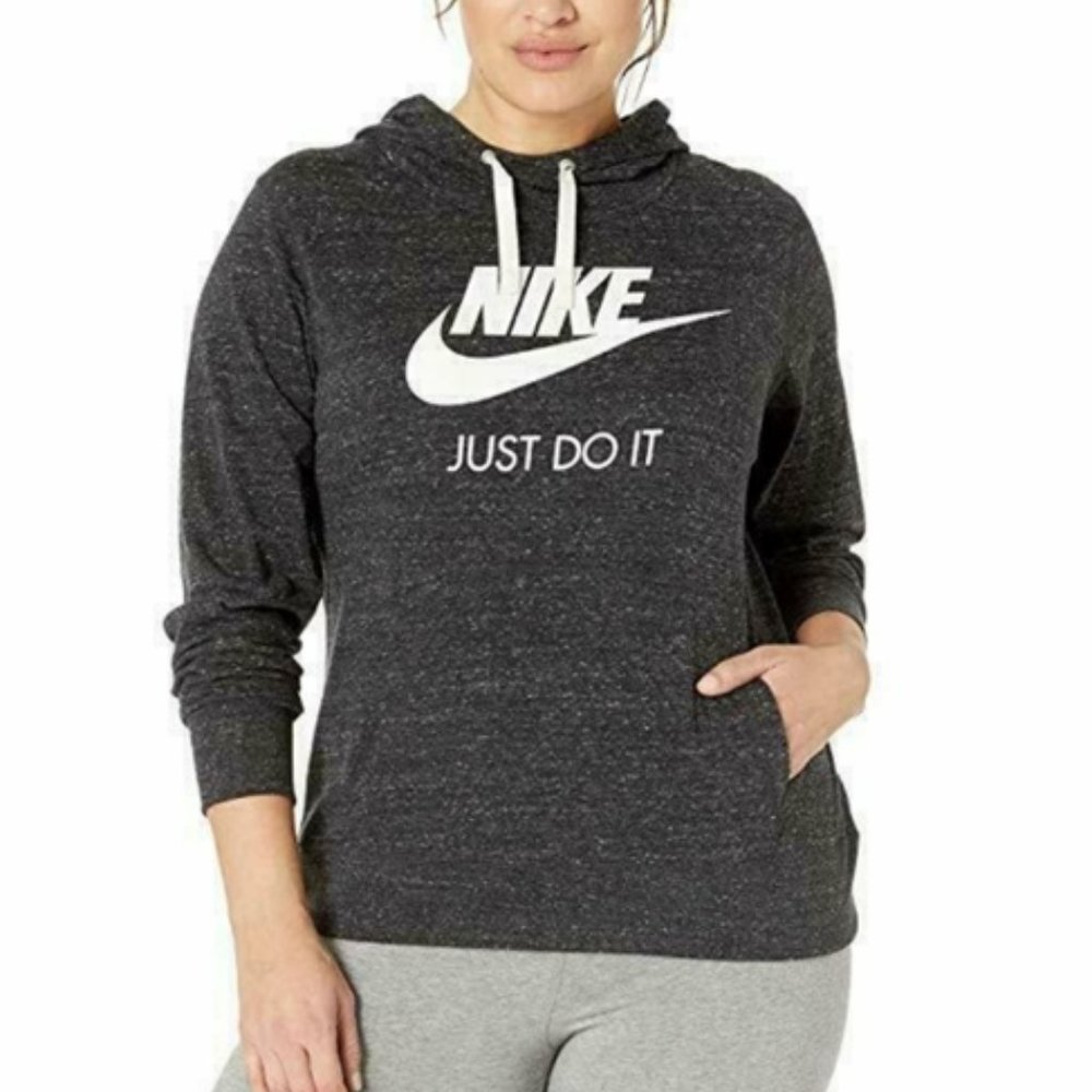 Nike Charcoal Heather Gray with White Graphic Lightweight Hoodie Sweatshirt